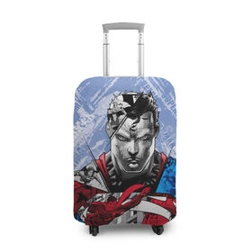 Чехол для чемодана 3D с принтом S U P E R M A N в Курске, 86% полиэфир, 14% спандекс | двустороннее нанесение принта, прорези для ручек и колес | man | steel | superman | vdzajul | супермен | супермэн