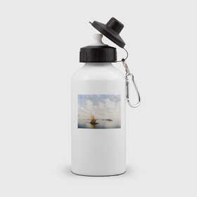 Бутылка спортивная с принтом картина Айвазовского в Курске, металл | емкость — 500 мл, в комплекте две пластиковые крышки и карабин для крепления | Тематика изображения на принте: айвазовский | корабль | море | облака | рисунок