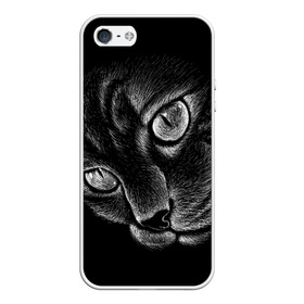 Чехол для iPhone 5/5S матовый с принтом Волшебный кот в Курске, Силикон | Область печати: задняя сторона чехла, без боковых панелей | black | cat | eyes | kitten | kitty | pussy | pussycat | взгляд | глаз | глаза | кот | кота | котенок | коты | котят | котята | котячьи | кошачьи | кошка | кошки | мордочка | нос | носик | с котом | усатый | усики | усища | усищи | че