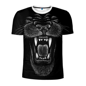 Мужская футболка 3D спортивная с принтом Черная пантера в Курске, 100% полиэстер с улучшенными характеристиками | приталенный силуэт, круглая горловина, широкие плечи, сужается к линии бедра | Тематика изображения на принте: big | black | cat | danger | jungle | king | leopard | panter | panther | picture | большая | большой | джунглей | джунгли | зубы | король | кот | кошка | леопард | мелками | опасная | опасный | охотник | пантера | пасть | рисунок | хищник | 