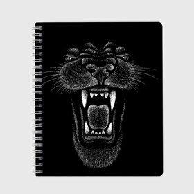 Тетрадь с принтом Черная пантера в Курске, 100% бумага | 48 листов, плотность листов — 60 г/м2, плотность картонной обложки — 250 г/м2. Листы скреплены сбоку удобной пружинной спиралью. Уголки страниц и обложки скругленные. Цвет линий — светло-серый
 | big | black | cat | danger | jungle | king | leopard | panter | panther | picture | большая | большой | джунглей | джунгли | зубы | король | кот | кошка | леопард | мелками | опасная | опасный | охотник | пантера | пасть | рисунок | хищник | 