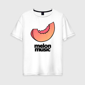 Женская футболка хлопок Oversize с принтом MELON MUSIC в Курске, 100% хлопок | свободный крой, круглый ворот, спущенный рукав, длина до линии бедер
 | mayot | melon | music | seemee | yungway | вэй | дыни | майот | мелон | мьюзик | сими | янг | янгвэй