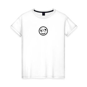 Женская футболка хлопок с принтом SMILE в Курске, 100% хлопок | прямой крой, круглый вырез горловины, длина до линии бедер, слегка спущенное плечо | майка | майка смайлик | смайл | смайлик | топ