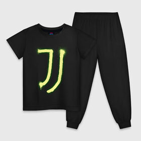 Детская пижама хлопок с принтом Juventus | Spray logo (2021) в Курске, 100% хлопок |  брюки и футболка прямого кроя, без карманов, на брюках мягкая резинка на поясе и по низу штанин
 | Тематика изображения на принте: 0x000000123 | juve | juventus | ronaldo | юве | ювентус