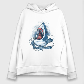 Женское худи Oversize хлопок с принтом Злая акула в Курске, френч-терри — 70% хлопок, 30% полиэстер. Мягкий теплый начес внутри —100% хлопок | боковые карманы, эластичные манжеты и нижняя кромка, капюшон на магнитной кнопке | angry | big | evil | jaws | predator | scary | shark | storm | wave | waves | white | акула | акулы | белая | большая | волна | волны | выпрыгивает | злая | зубы | из воды | море | океан | охотник | пасть | плотоядная | рот | страшная | хищни