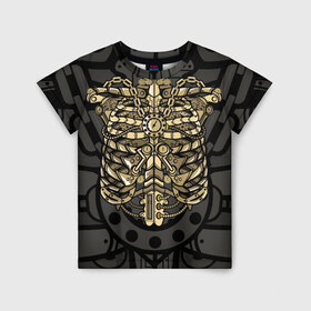 Детская футболка 3D с принтом Стимпанк Скелет в Курске, 100% гипоаллергенный полиэфир | прямой крой, круглый вырез горловины, длина до линии бедер, чуть спущенное плечо, ткань немного тянется | clock | clocks | cosplay | punk | rib | ribcage | ribs | robot | skeleton | steam | steampunk | внутренности | грудная клетка | железные | косплей | кости | механизм | панк | паро панк | паровой | паропанк | ребра | робот | скелет | стим | с