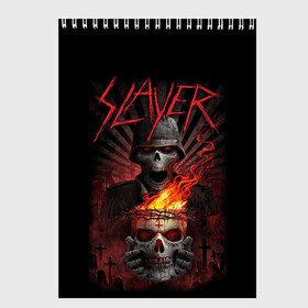 Скетчбук с принтом Slayer в Курске, 100% бумага
 | 48 листов, плотность листов — 100 г/м2, плотность картонной обложки — 250 г/м2. Листы скреплены сверху удобной пружинной спиралью | kerry king | musical group | repentless | slayer | tom araya | метал | том арайа | трэш