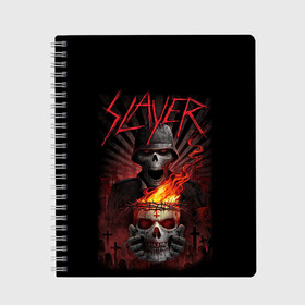 Тетрадь с принтом Slayer в Курске, 100% бумага | 48 листов, плотность листов — 60 г/м2, плотность картонной обложки — 250 г/м2. Листы скреплены сбоку удобной пружинной спиралью. Уголки страниц и обложки скругленные. Цвет линий — светло-серый
 | kerry king | musical group | repentless | slayer | tom araya | метал | том арайа | трэш