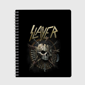 Тетрадь с принтом Slayer в Курске, 100% бумага | 48 листов, плотность листов — 60 г/м2, плотность картонной обложки — 250 г/м2. Листы скреплены сбоку удобной пружинной спиралью. Уголки страниц и обложки скругленные. Цвет линий — светло-серый
 | kerry king | musical group | repentless | slayer | tom araya | метал | том арайа | трэш