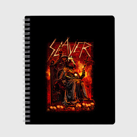 Тетрадь с принтом Slayer в Курске, 100% бумага | 48 листов, плотность листов — 60 г/м2, плотность картонной обложки — 250 г/м2. Листы скреплены сбоку удобной пружинной спиралью. Уголки страниц и обложки скругленные. Цвет линий — светло-серый
 | kerry king | musical group | repentless | slayer | tom araya | метал | том арайа | трэш