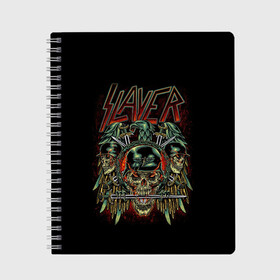 Тетрадь с принтом Slayer в Курске, 100% бумага | 48 листов, плотность листов — 60 г/м2, плотность картонной обложки — 250 г/м2. Листы скреплены сбоку удобной пружинной спиралью. Уголки страниц и обложки скругленные. Цвет линий — светло-серый
 | kerry king | musical group | repentless | slayer | tom araya | метал | том арайа | трэш