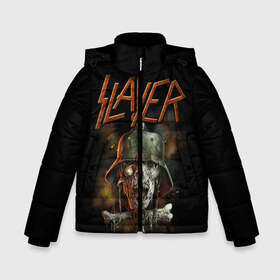 Зимняя куртка для мальчиков 3D с принтом Slayer в Курске, ткань верха — 100% полиэстер; подклад — 100% полиэстер, утеплитель — 100% полиэстер | длина ниже бедра, удлиненная спинка, воротник стойка и отстегивающийся капюшон. Есть боковые карманы с листочкой на кнопках, утяжки по низу изделия и внутренний карман на молнии. 

Предусмотрены светоотражающий принт на спинке, радужный светоотражающий элемент на пуллере молнии и на резинке для утяжки | kerry king | musical group | repentless | slayer | tom araya | метал | том арайа | трэш