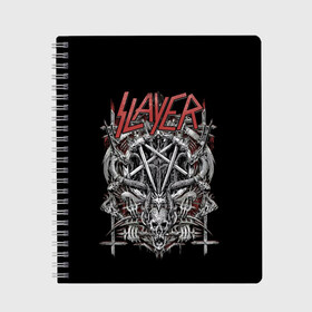 Тетрадь с принтом Slayer в Курске, 100% бумага | 48 листов, плотность листов — 60 г/м2, плотность картонной обложки — 250 г/м2. Листы скреплены сбоку удобной пружинной спиралью. Уголки страниц и обложки скругленные. Цвет линий — светло-серый
 | kerry king | musical group | repentless | slayer | tom araya | метал | том арайа | трэш