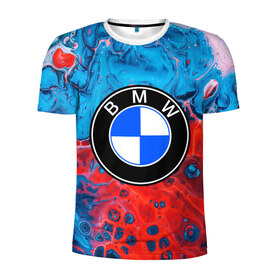 Мужская футболка 3D спортивная с принтом BMW в Курске, 100% полиэстер с улучшенными характеристиками | приталенный силуэт, круглая горловина, широкие плечи, сужается к линии бедра | bmw | автомобиль | беха | бмв | брызги | дава | логотип | машина | серега | цветные брызги | черный бумер