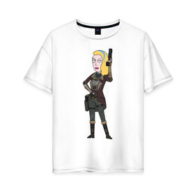 Женская футболка хлопок Oversize с принтом Space Beth в Курске, 100% хлопок | свободный крой, круглый ворот, спущенный рукав, длина до линии бедер
 | beth | beth smith | rick and morty | vdzabma | бет | бет смит | рик и морти