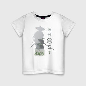 Детская футболка хлопок с принтом TRDGhoTsuhim в Курске, 100% хлопок | круглый вырез горловины, полуприлегающий силуэт, длина до линии бедер | Тематика изображения на принте: катана | отвага | призрак | самурай | честь