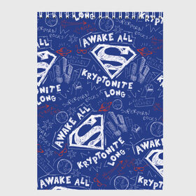 Скетчбук с принтом Awake all в Курске, 100% бумага
 | 48 листов, плотность листов — 100 г/м2, плотность картонной обложки — 250 г/м2. Листы скреплены сверху удобной пружинной спиралью | Тематика изображения на принте: man | steel | superman | vdzajul | супермен | супермэн
