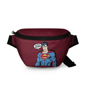 Поясная сумка 3D с принтом I am your Superman в Курске, 100% полиэстер | плотная ткань, ремень с регулируемой длиной, внутри несколько карманов для мелочей, основное отделение и карман с обратной стороны сумки застегиваются на молнию | man | steel | superman | vdzajul | супермен | супермэн