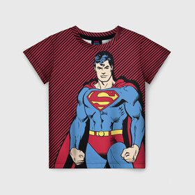 Детская футболка 3D с принтом I am your Superman в Курске, 100% гипоаллергенный полиэфир | прямой крой, круглый вырез горловины, длина до линии бедер, чуть спущенное плечо, ткань немного тянется | man | steel | superman | vdzajul | супермен | супермэн