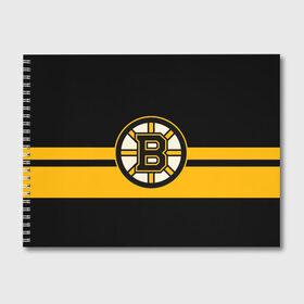 Альбом для рисования с принтом BOSTON BRUINS NHL в Курске, 100% бумага
 | матовая бумага, плотность 200 мг. | black | boston | bruins | hockey | ice | logo | nhl | sport | usa | бостон | брюинз | логотип | нхл | спорт | хоккей