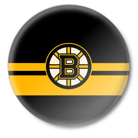 Значок с принтом BOSTON BRUINS NHL в Курске,  металл | круглая форма, металлическая застежка в виде булавки | Тематика изображения на принте: black | boston | bruins | hockey | ice | logo | nhl | sport | usa | бостон | брюинз | логотип | нхл | спорт | хоккей