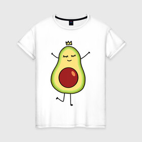 Женская футболка хлопок с принтом Милое авокадо в Курске, 100% хлопок | прямой крой, круглый вырез горловины, длина до линии бедер, слегка спущенное плечо | авокадо | милое