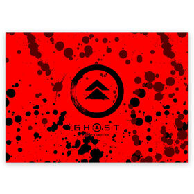 Поздравительная открытка с принтом GHOST OF TSUSHIMA в Курске, 100% бумага | плотность бумаги 280 г/м2, матовая, на обратной стороне линовка и место для марки
 | game | games | ghost | ghost of tsushima | japan | logo | samurai | symbol | tsushima | игра | игры | лого | логотипы | призрак | призрак цусимы | самураи | самурай | символ | символы | цусимы | япония | японская | японские | японский