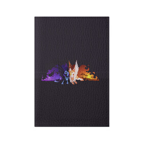 Обложка для паспорта матовая кожа с принтом День и ночь в Курске, натуральная матовая кожа | размер 19,3 х 13,7 см; прозрачные пластиковые крепления | nightmare moon | арт | день | звёзды | ночь | огонь | пламя | рисунок