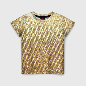 Детская футболка 3D с принтом Блёстки в Курске, 100% гипоаллергенный полиэфир | прямой крой, круглый вырез горловины, длина до линии бедер, чуть спущенное плечо, ткань немного тянется | блеск | блёстки | блестяшки | золото