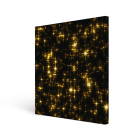 Холст квадратный с принтом Золотые звёзды в Курске, 100% ПВХ |  | блеск | звёзды | золото | ночь | сияние | темнота | черный