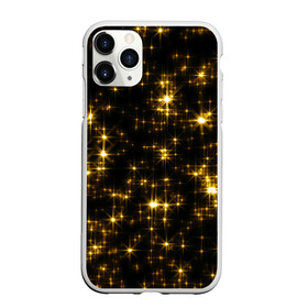 Чехол для iPhone 11 Pro Max матовый с принтом Золотые звёзды в Курске, Силикон |  | Тематика изображения на принте: блеск | звёзды | золото | ночь | сияние | темнота | черный