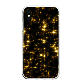 Чехол для iPhone XS Max матовый с принтом Золотые звёзды в Курске, Силикон | Область печати: задняя сторона чехла, без боковых панелей | Тематика изображения на принте: блеск | звёзды | золото | ночь | сияние | темнота | черный