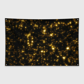 Флаг-баннер с принтом Золотые звёзды в Курске, 100% полиэстер | размер 67 х 109 см, плотность ткани — 95 г/м2; по краям флага есть четыре люверса для крепления | блеск | звёзды | золото | ночь | сияние | темнота | черный