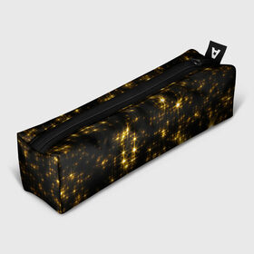 Пенал 3D с принтом Золотые звёзды в Курске, 100% полиэстер | плотная ткань, застежка на молнии | блеск | звёзды | золото | ночь | сияние | темнота | черный