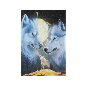 Обложка для паспорта матовая кожа с принтом ВОЛК В НОЧИ(D) в Курске, натуральная матовая кожа | размер 19,3 х 13,7 см; прозрачные пластиковые крепления | wolf | волк | волки | волчица | животные | одинокий волк