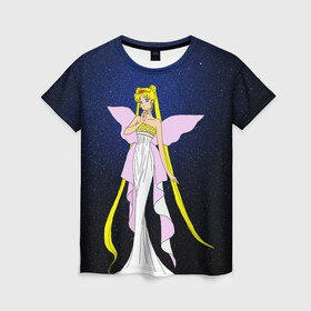 Женская футболка 3D с принтом Принцесса Серенити в Курске, 100% полиэфир ( синтетическое хлопкоподобное полотно) | прямой крой, круглый вырез горловины, длина до линии бедер | bunny | luna | princess | sailormoon | serenity | stars | tsukino | usagi | wings | ангел | девушка | детские | звездная | звезды | королева | корона | космические | крылья | луна | любовь | малышка | радуга | сейлормун | токио | усаги