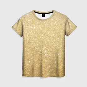 Женская футболка 3D с принтом Золотой песок в Курске, 100% полиэфир ( синтетическое хлопкоподобное полотно) | прямой крой, круглый вырез горловины, длина до линии бедер | блеск | блёстки | золото | песок | розовое золото | розовый | сияние | стразы