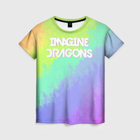 Женская футболка 3D с принтом IMAGINE DRAGONS в Курске, 100% полиэфир ( синтетическое хлопкоподобное полотно) | прямой крой, круглый вырез горловины, длина до линии бедер | dan reynolds | imagine dragons | rock | дэн рейнольдс | рок