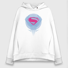 Женское худи Oversize хлопок с принтом Superman в Курске, френч-терри — 70% хлопок, 30% полиэстер. Мягкий теплый начес внутри —100% хлопок | боковые карманы, эластичные манжеты и нижняя кромка, капюшон на магнитной кнопке | justice league movie (2017) | superman | vdpartat | знак | лига справедливости | логотип | супермен