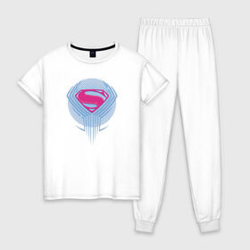 Женская пижама хлопок с принтом Superman в Курске, 100% хлопок | брюки и футболка прямого кроя, без карманов, на брюках мягкая резинка на поясе и по низу штанин | justice league movie (2017) | superman | vdpartat | знак | лига справедливости | логотип | супермен