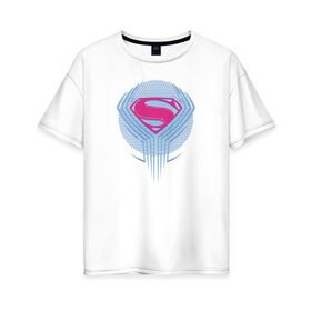 Женская футболка хлопок Oversize с принтом Superman в Курске, 100% хлопок | свободный крой, круглый ворот, спущенный рукав, длина до линии бедер
 | justice league movie (2017) | superman | vdpartat | знак | лига справедливости | логотип | супермен