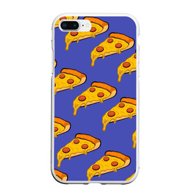 Чехол для iPhone 7Plus/8 Plus матовый с принтом Кусочки пиццы в Курске, Силикон | Область печати: задняя сторона чехла, без боковых панелей | pizza | колбаски | кусочки пиццы | паперонни | пицца | сырная пицца