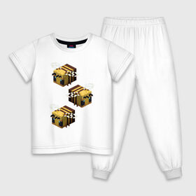 Детская пижама хлопок с принтом minecraft bee в Курске, 100% хлопок |  брюки и футболка прямого кроя, без карманов, на брюках мягкая резинка на поясе и по низу штанин
 | майнкрафт | пчела