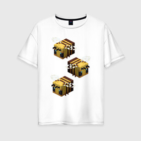 Женская футболка хлопок Oversize с принтом minecraft bee в Курске, 100% хлопок | свободный крой, круглый ворот, спущенный рукав, длина до линии бедер
 | майнкрафт | пчела