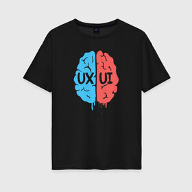 Женская футболка хлопок Oversize с принтом UX UI Brain в Курске, 100% хлопок | свободный крой, круглый ворот, спущенный рукав, длина до линии бедер
 | cmyk | design | designer | illustrator | photoshop | rgb | дезигнер | дизайн | дизанер | ргб