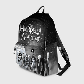 Рюкзак 3D с принтом The Umbrella Academy в Курске, 100% полиэстер | лямки с регулируемой длиной, сверху петелька, чтобы рюкзак можно было повесить на вешалку. Основное отделение закрывается на молнию, как и внешний карман. Внутри два дополнительных кармана, один из которых закрывается на молнию. По бокам два дополнительных кармашка | the umbrella academy | umbrella | академия амбрелла | амбрелла | герб | зонтик