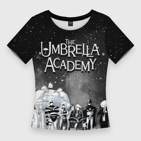 Женская футболка 3D Slim с принтом The Umbrella Academy в Курске,  |  | the umbrella academy | umbrella | академия амбрелла | амбрелла | герб | зонтик