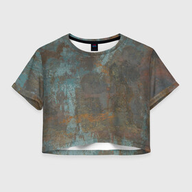 Женская футболка Crop-top 3D с принтом Rusty Metal в Курске, 100% полиэстер | круглая горловина, длина футболки до линии талии, рукава с отворотами | грязный | краски | металл | разводы | ржавчина | текстура | темный | узор