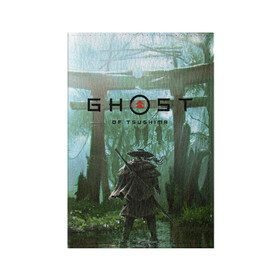 Обложка для паспорта матовая кожа с принтом Ghost of Tsushima  в Курске, натуральная матовая кожа | размер 19,3 х 13,7 см; прозрачные пластиковые крепления | Тематика изображения на принте: games | ghost of tsushima | ronin | samurai | игры | призрак цусимы | ронин | самурай