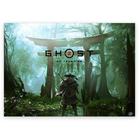 Поздравительная открытка с принтом Ghost of Tsushima в Курске, 100% бумага | плотность бумаги 280 г/м2, матовая, на обратной стороне линовка и место для марки
 | games | ghost of tsushima | ronin | samurai | игры | призрак цусимы | ронин | самурай